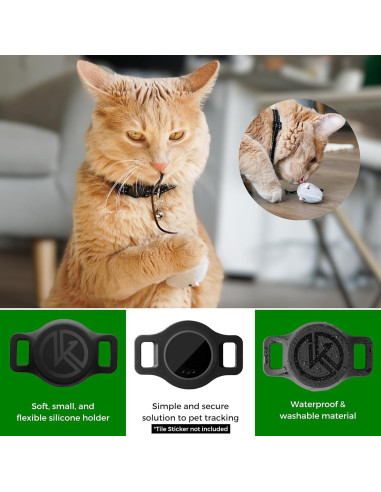 Collar para Gato Kitty Kompass con Soporte de Etiqueta Tile Negro