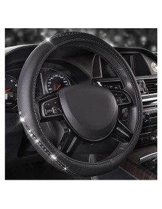 Cubierta de Volante de Cuero PU Brillante CAR PASS 35.6-38.1 cm