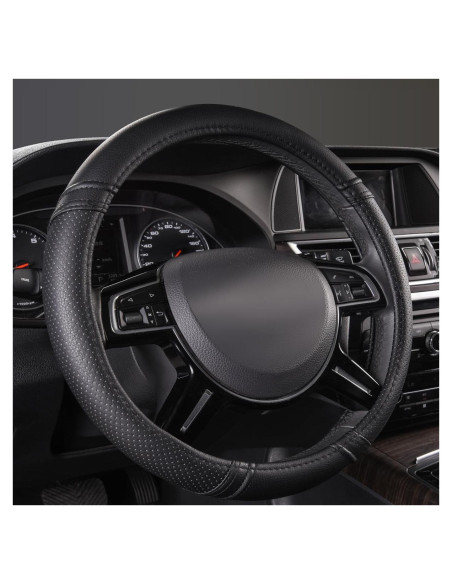 Cubierta de Volante de Cuero CAR PASS Universal 37-38 cm Negro Cubierta de Volante de Cuero CAR PASS Universal 37-38 cm Negro