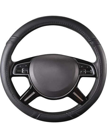 Cubierta de Volante de Cuero CAR PASS Universal 37-38 cm Negro Cubierta de Volante de Cuero CAR PASS Universal 37-38 cm Negro