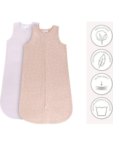 Saco de Sueño Ely's & Co. 100% Algodón 2 Piezas Rosa 12-18 Meses