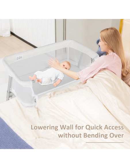 Cuna Lateral INFANS Ajustable para Bebés Blanco 3 en 1 Cuna Lateral INFANS Ajustable para Bebés Blanco 3 en 1