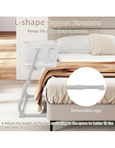 Cuna Lateral INFANS Ajustable para Bebés Blanco 3 en 1