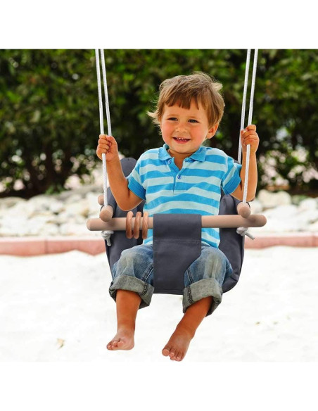 Asiento de columpio colgante DILIMI gris para bebés 6 meses a 3 años Asiento de columpio colgante DILIMI gris para bebés 6 meses a 3 años