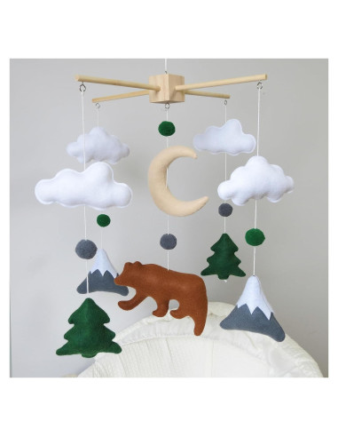 Móvil de Cuna Woodland Goukurlsma Oso y Nubes 45 cm
