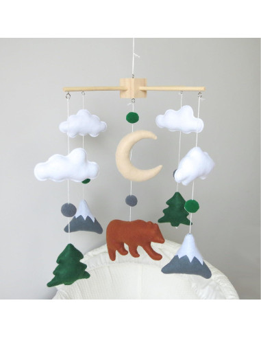 Móvil de Cuna Woodland Goukurlsma Oso y Nubes 45 cm