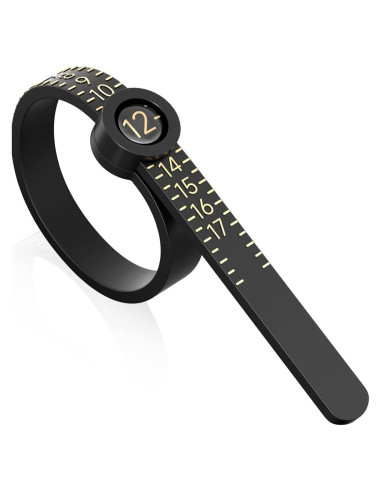 Medidor de Tamaño de Anillo HNZGYB con Lupa - Negro