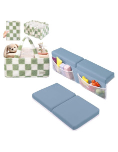 Conjunto Almohadilla Rodillas y Cesta Pañales Toodly Azul/Verde