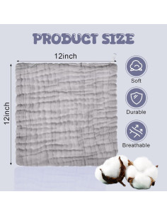 Pañuelos de Muselina Breling 20 Pcs 30x30 cm Algodón Suave 2