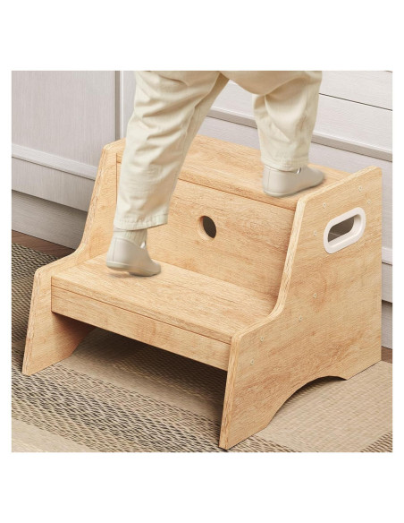 Taburete Infantil HOOBRO de Madera Natural 2 Pasos Antideslizante Taburete Infantil HOOBRO de Madera Natural 2 Pasos Antideslizante