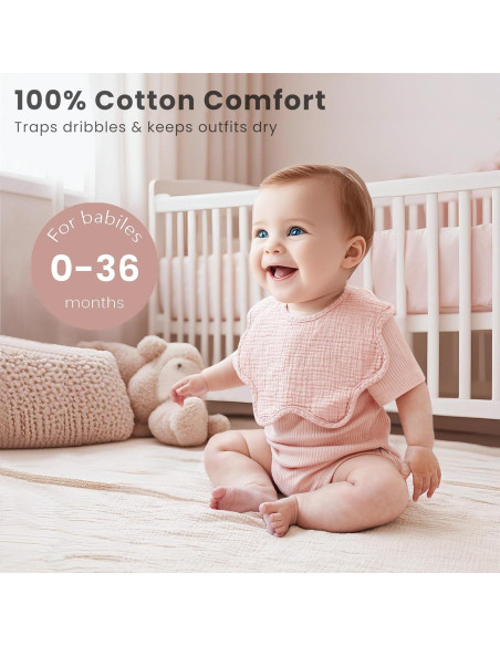 Baberos de Muselina Konssy 8 Piezas 100% Algodón Ajustables Baberos de Muselina Konssy 8 Piezas 100% Algodón Ajustables