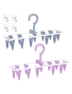 Perchero de Secado Plegable Aolloa con 12 Clips Azul y Púrpura
