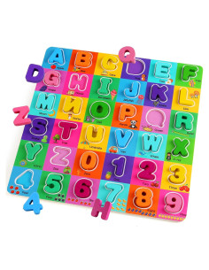 Rompecabezas de Alfabeto y Números de Madera NASHRIO 30x30 cm