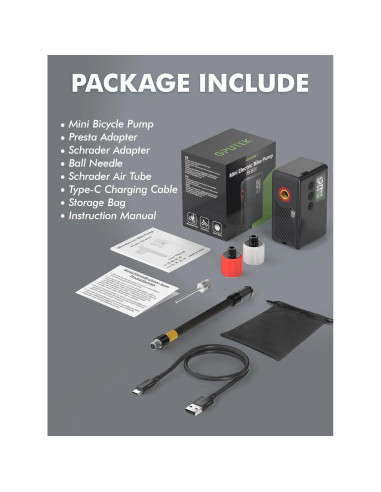 Mini Bomba de Aire Eléctrica GPUTEK BL01 120 PSI Portátil