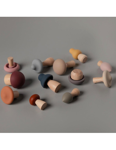 Set de Juguetes de Hongos de Silicona y Madera ReLIVE