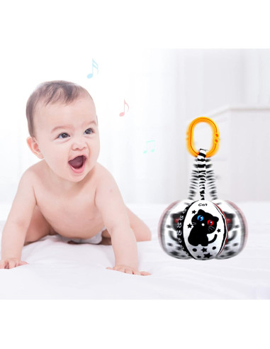 Juguetes Colgantes KAKIBLIN para Bebés - Paquete de 4 en Blanco y Negro