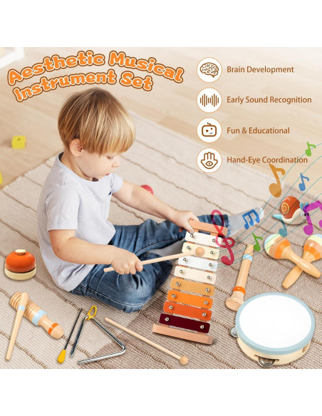 Set Musical Montessori 8-en-1 JOSEN para Niños 3+ con Bolsa Set Musical Montessori 8-en-1 JOSEN para Niños 3+ con Bolsa