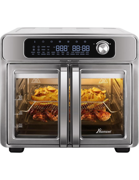 Horno Tostador de Aire Romswi 26QT con Puertas Francesas 24 Funciones Horno Tostador de Aire Romswi 26QT con Puertas Francesas 24 Funciones
