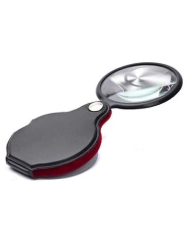Lupa de bolsillo 8X JORCEDI con funda de cuero 50mm