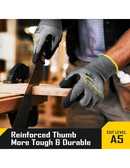 Guantes Resistentes a Cortes A5 COOLJOB - 3 Pares, Antideslizantes Guantes Resistentes a Cortes A5 COOLJOB - 3 Pares, Antideslizantes