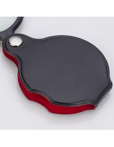 Lupa de bolsillo 8X JORCEDI con funda de cuero 50mm