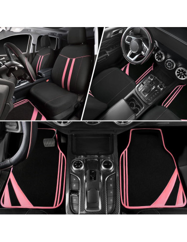Juego Completo Fundas de Asiento CAR PASS Negro y Rosa