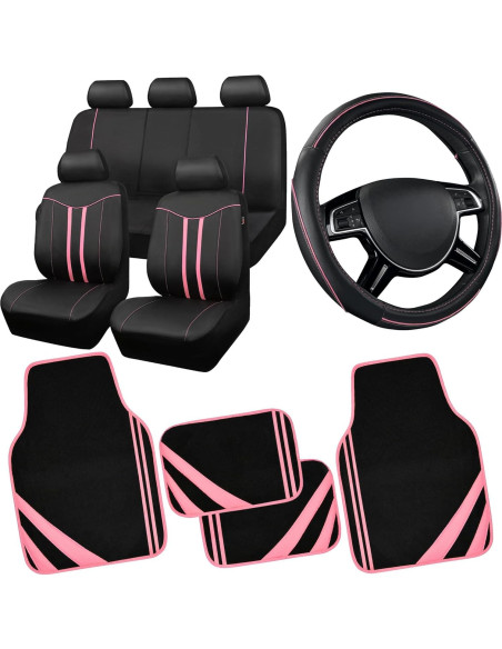 Juego Completo Fundas de Asiento CAR PASS Negro y Rosa Juego Completo Fundas de Asiento CAR PASS Negro y Rosa
