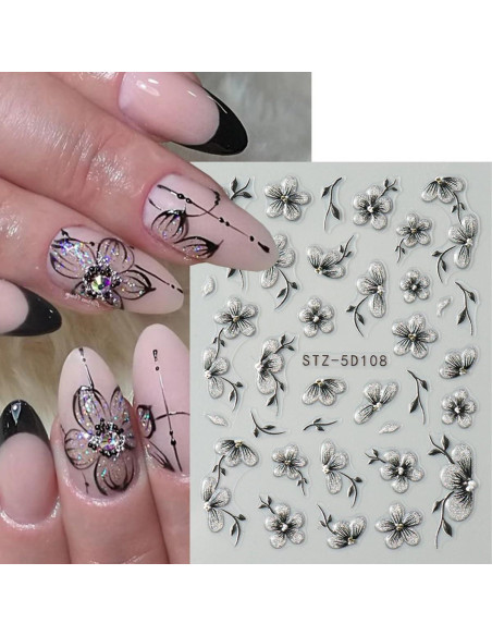 Calcomanías de Uñas 5D POWPOP con Flores de Verano Calcomanías de Uñas 5D POWPOP con Flores de Verano