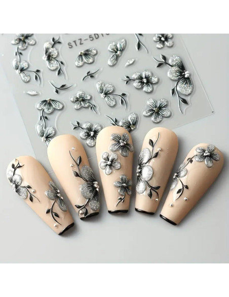 Calcomanías de Uñas 5D POWPOP con Flores de Verano Calcomanías de Uñas 5D POWPOP con Flores de Verano