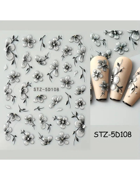 Calcomanías de Uñas 5D POWPOP con Flores de Verano Calcomanías de Uñas 5D POWPOP con Flores de Verano