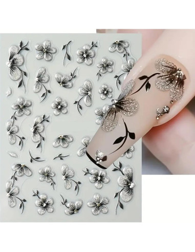 Calcomanías de Uñas 5D POWPOP con Flores de Verano