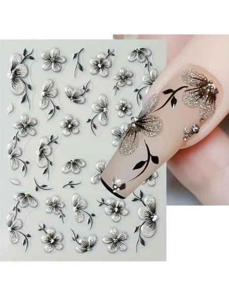 Calcomanías de Uñas 5D POWPOP con Flores de Verano Calcomanías de Uñas 5D POWPOP con Flores de Verano