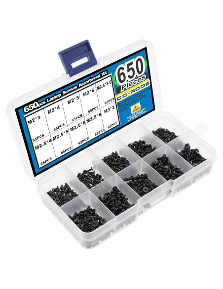 Kit de Tornillos M2 M2.5 M3 650 Pcs CO-RODE para Laptop Kit de Tornillos M2 M2.5 M3 650 Pcs CO-RODE para Laptop
