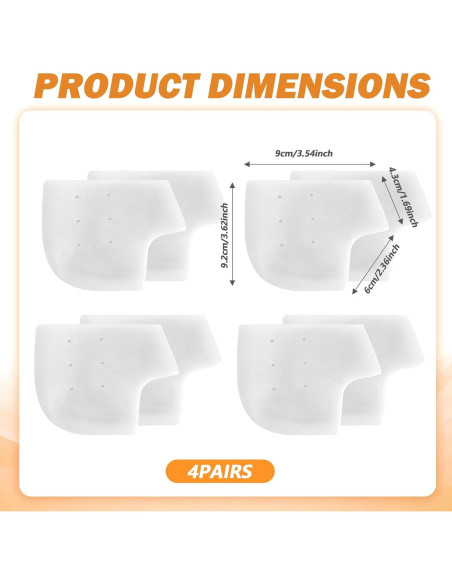 4 Pares Protectores de Talón de Gel Silicona TIESOME Alivio Dolor 4 Pares Protectores de Talón de Gel Silicona TIESOME Alivio Dolor