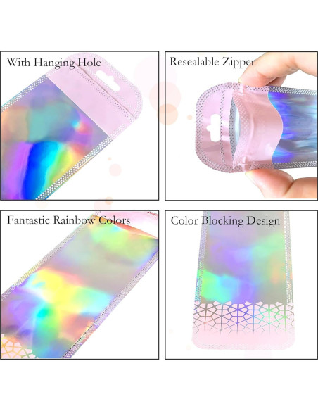 100 Bolsas Holográficas Reutilizables BOBECI 7x22 cm Ziplock 100 Bolsas Holográficas Reutilizables BOBECI 7x22 cm Ziplock