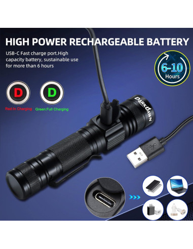 Linterna UV 395nm DARKDAWN Recargable USB - Paquete de 2