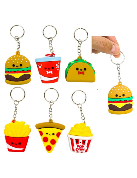 Llaveros Miniatura de Comida Rápida - Paquete de 6 Goma Llaveros Miniatura de Comida Rápida - Paquete de 6 Goma