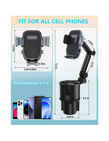 Soporte para Teléfono Easkkty en Portavasos para Coche Ajustable