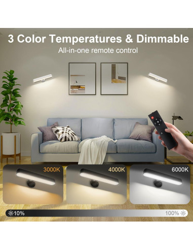 Aplique de Pared LED Recargable Llamau 7500mAh 360 Control Remoto