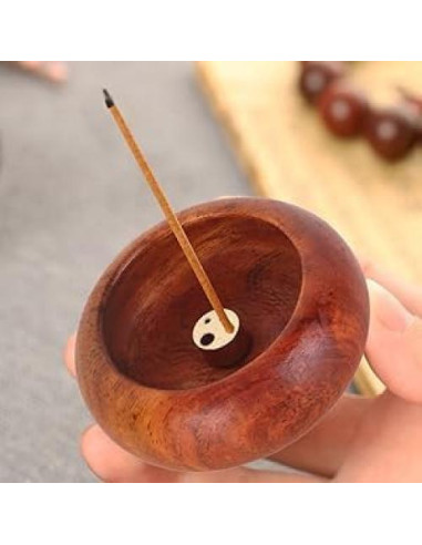Soporte de Incienso Redondo Pssopp de Madera Palo de Rosa 6 cm