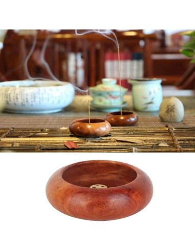 Soporte de Incienso Redondo Pssopp de Madera Palo de Rosa 6 cm