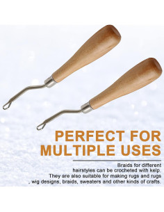 Kit de Herramientas de Tejer LifCratms - 2 Piezas Gancho de Madera 16 cm 2