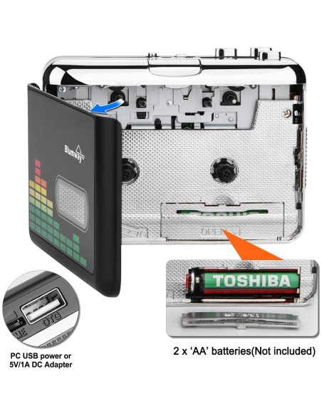Reproductor de Cinta Cassette Portátil BlumWay a MP3 USB Reproductor de Cinta Cassette Portátil BlumWay a MP3 USB