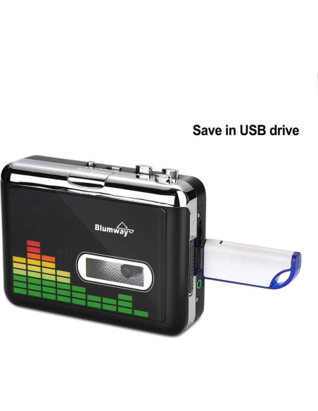 Reproductor de Cinta Cassette Portátil BlumWay a MP3 USB Reproductor de Cinta Cassette Portátil BlumWay a MP3 USB