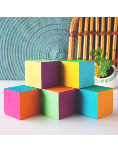 Cubos de Madera Natural Craftparts Direct 3.81 cm - Paquete de 10