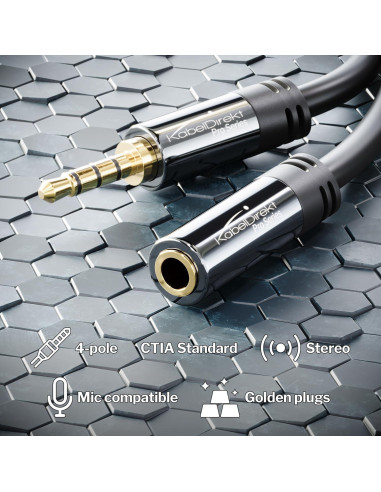 Cable de extensión para auriculares KabelDirekt 0.91m TRRS 3.5mm