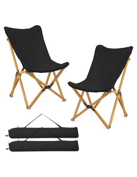 Sillas de Camping Tangkula 2 Piezas Plegables de Bambú Sillas de Camping Tangkula 2 Piezas Plegables de Bambú