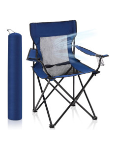 Silla de Camping Plegable Yuntau YES1129 Azul Marino con Respaldo