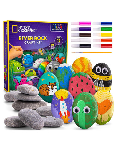 Kit de Pintura en Piedra National Geographic - 15 Piedras y 10 Colores
