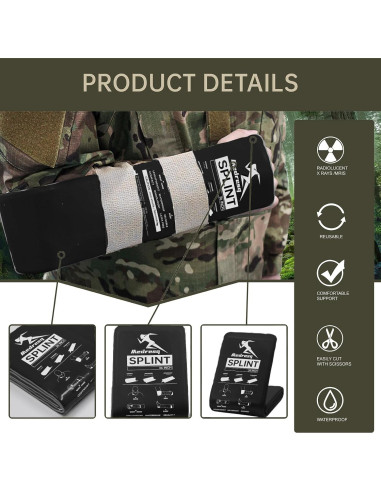 Kit de Férula Medresq para Fracturas - Soporte Reutilizable Negro